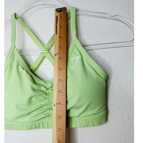 Gym Shark Yellow Green Ruched Racer Back Padded Sports Bra XS - Picture 11 of 11